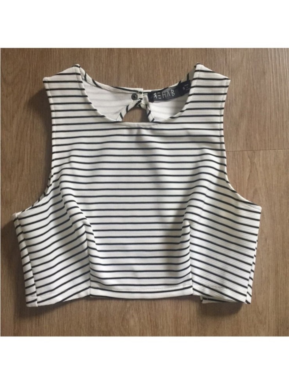 Rehab Striped Sleeveless Crop Top - White & Black